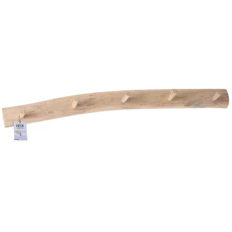 Wieszak z 5 haczykami na płaszcze, kurtki, 80 cm - drewno tekowe Zniżka