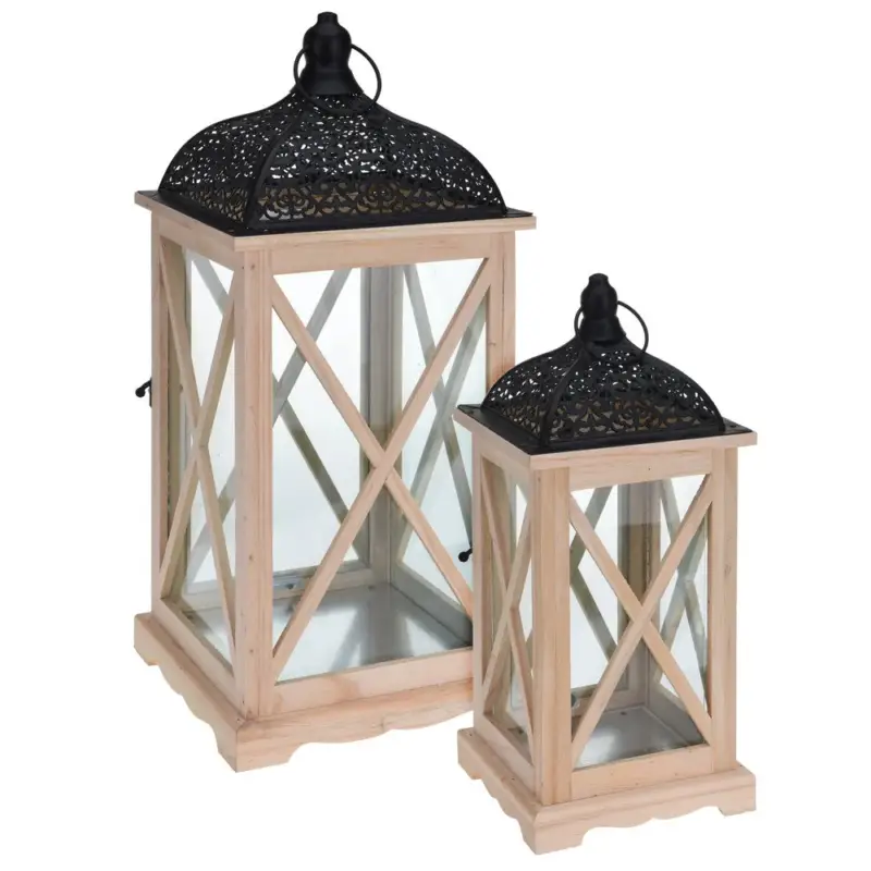 Drewniany lampion, latarenka - 2 sztuki w komplecie Dodaj do koszyka