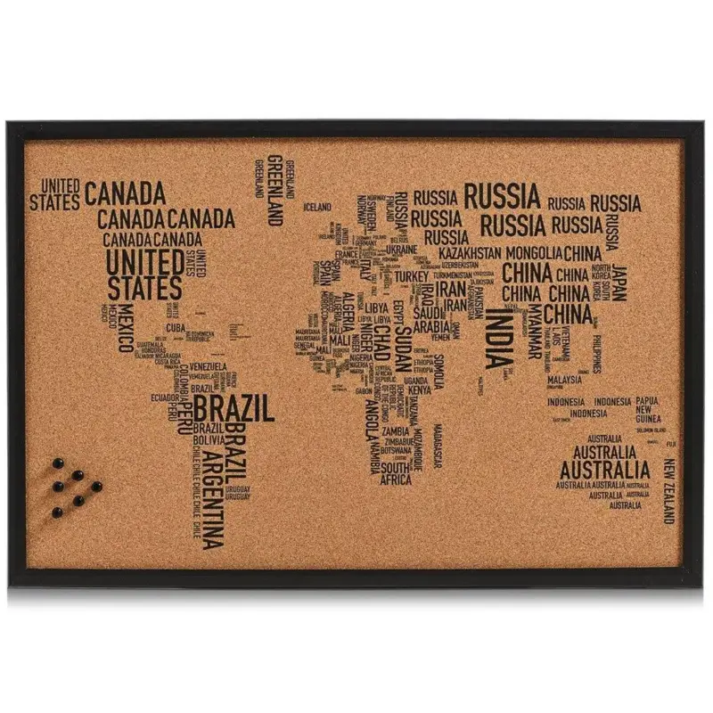 Tablica korkowa z mapą świata, 60 x 40 cm ZELLER Zniżka