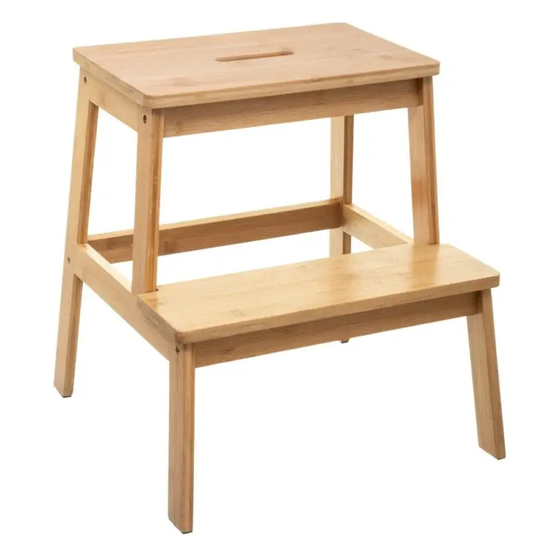 Taboret, stołek 2-stopniowy, bambusowy, pomocnik, drabinka Wysoka jakość
