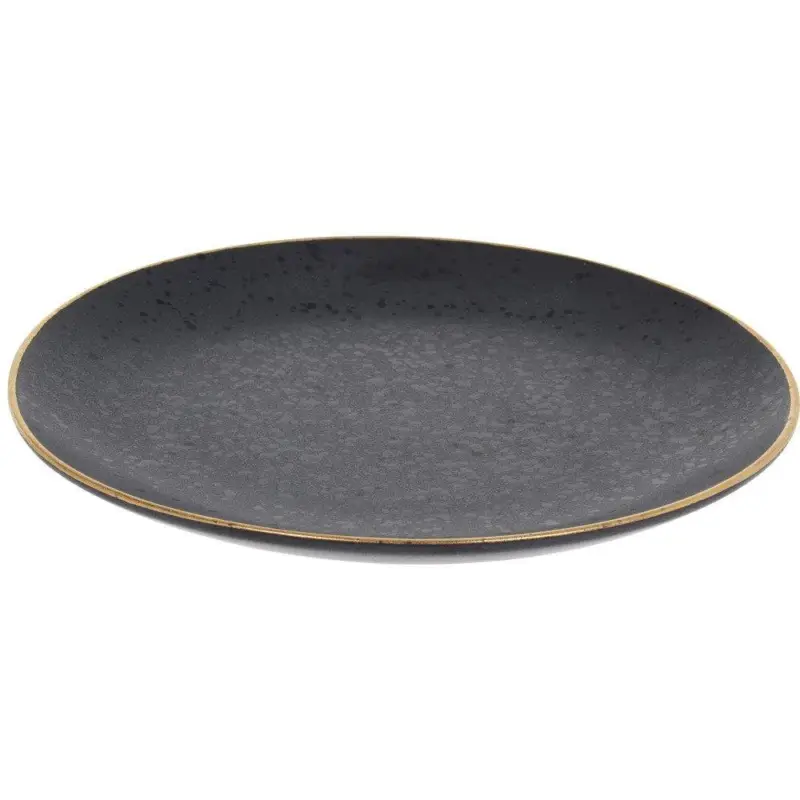 Talerz deserowy ceramiczny, Ø20 cm, czarny ze złotą aplikacją Oferta czasowa