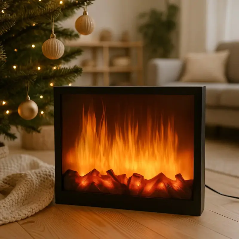 Kup teraz Kominek elektryczny LED, dekoracja świąteczna zasilana sieciowo, 41 x 25 cm