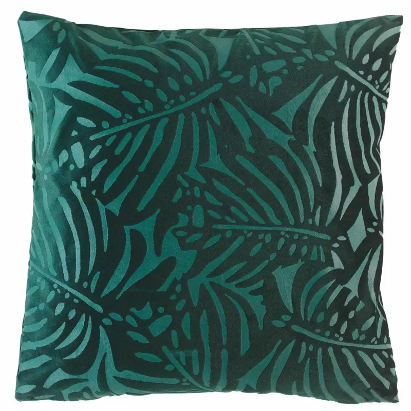 Poduszka dekoracyjna IKARIA GREEN, 40 x 40 cm, zielona z liśćmi Dostępne od ręki