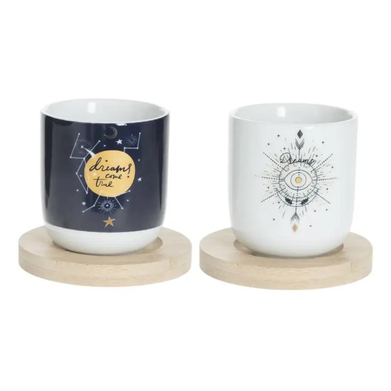 Zestaw kubków porcelanowych z podstawką REVES, 4 sztuki, 100 ml Do wyczerpania zapasów