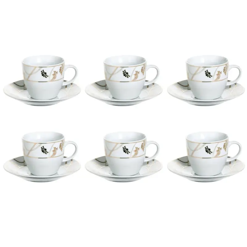 Hit sprzedaży Filiżanki porcelanowe DAHLIA, 90 ml, 6 sztuk z talerzykami