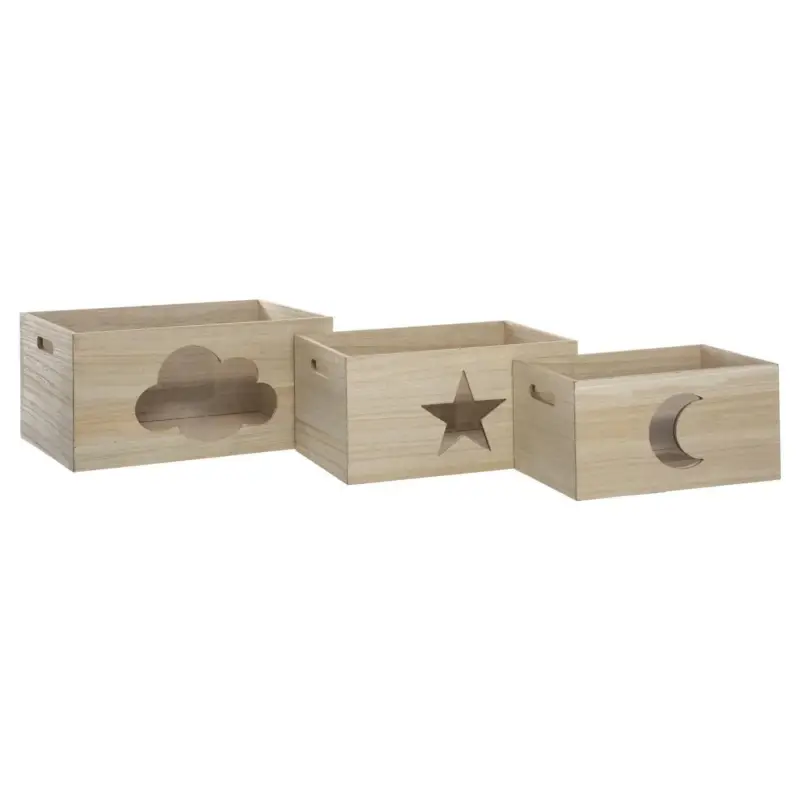 Oferta limitowana Pudełka na zabawki z ozdobnymi wycięciami, MDF, 3 sztuki