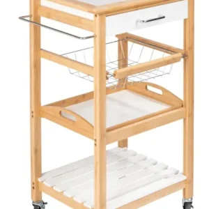 Oferta limitowana Wózek kuchenny na kółkach FINJA, drewno bambusowe + MDF, WENKO