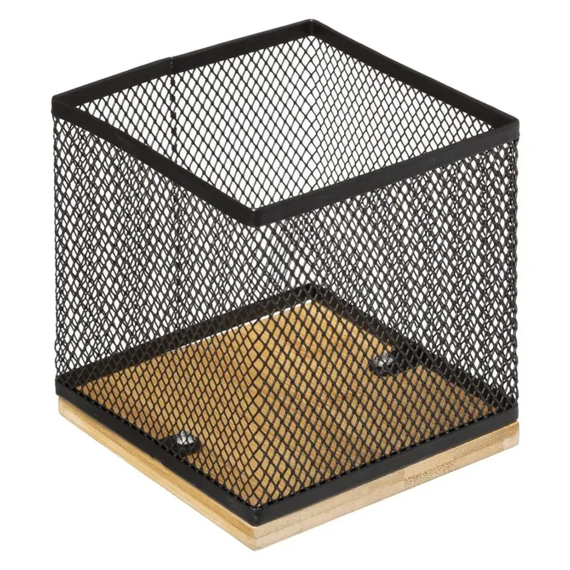 Organizer na biurko, bambus/metal, 10 x 10 x 10 cm Okazja