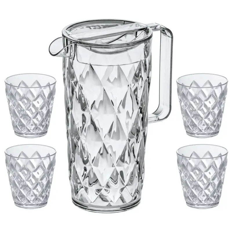 Wysoka jakość Dzbanek CRYSTAL, 1,6 L + 4 kubki, KOZIOL