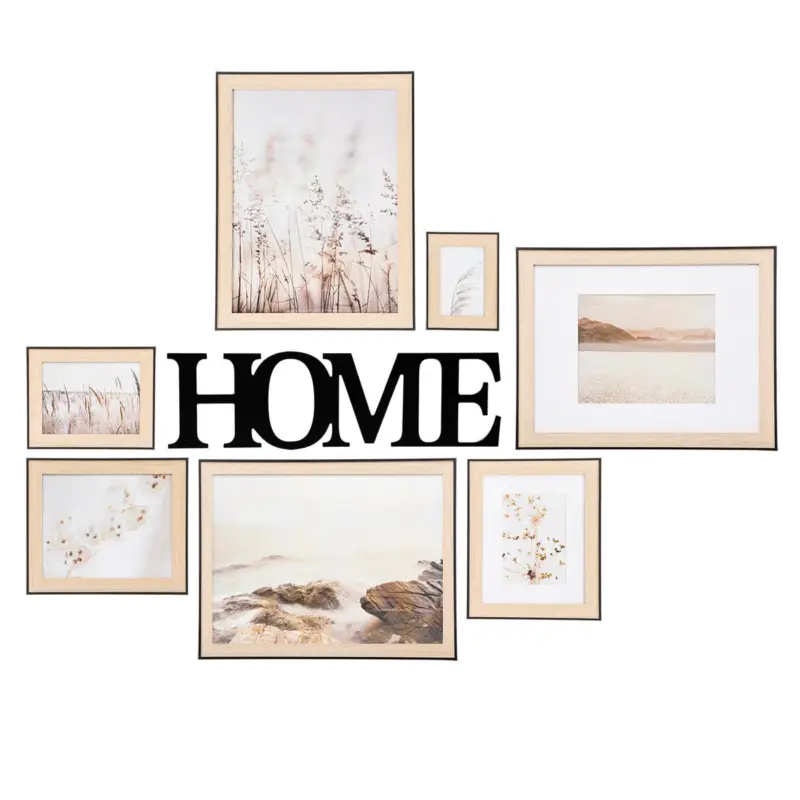Galeria ścienna, zestaw 7 ramek na zdjęcia + napis HOME Tylko dziś
