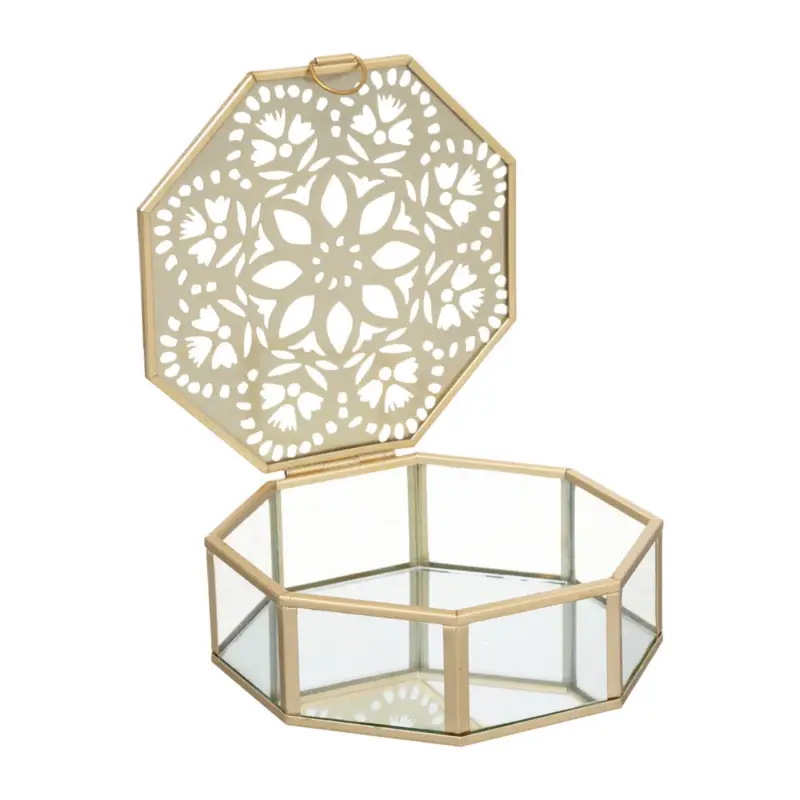 Szklana szkatułka na biżuterię NIGHT GOLD, ośmiokątna Oferta czasowa