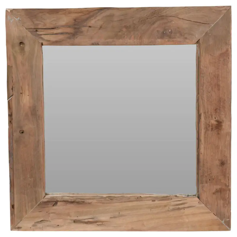 Lustro w ramie z drewna tekowego, 50 x 50 cm Popularny