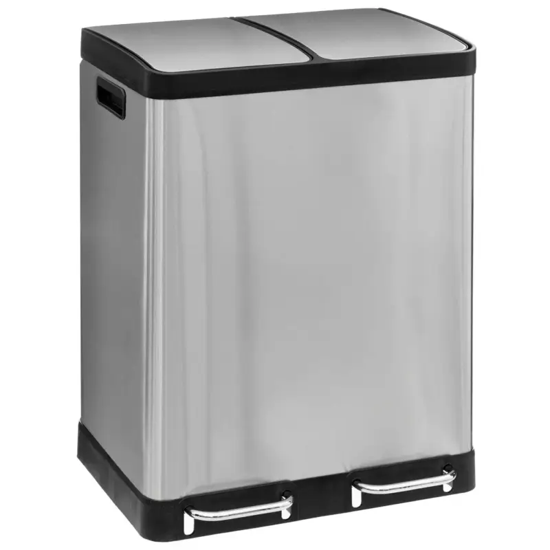Bestseller Kosz na śmieci dwukomorowy Ariane, ze stali nierdzewnej, z pedałem, 2 x 30 l