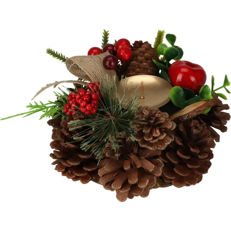 Świecznik z szyszek, dekoracja świąteczna, 15 cm Zniżka