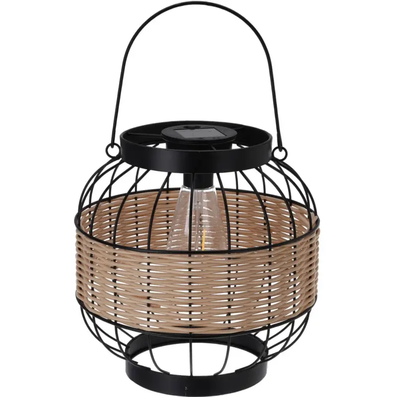 Nowość Lampion solarny z dekorem z plecionki i z szerokim uchwytem, Ø 24 x 24 cm