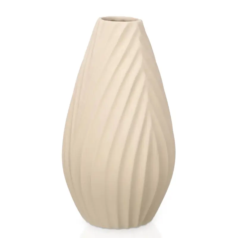 Ceramiczny wazon DIAGONAL STRIPE, beżowy Super okazja
