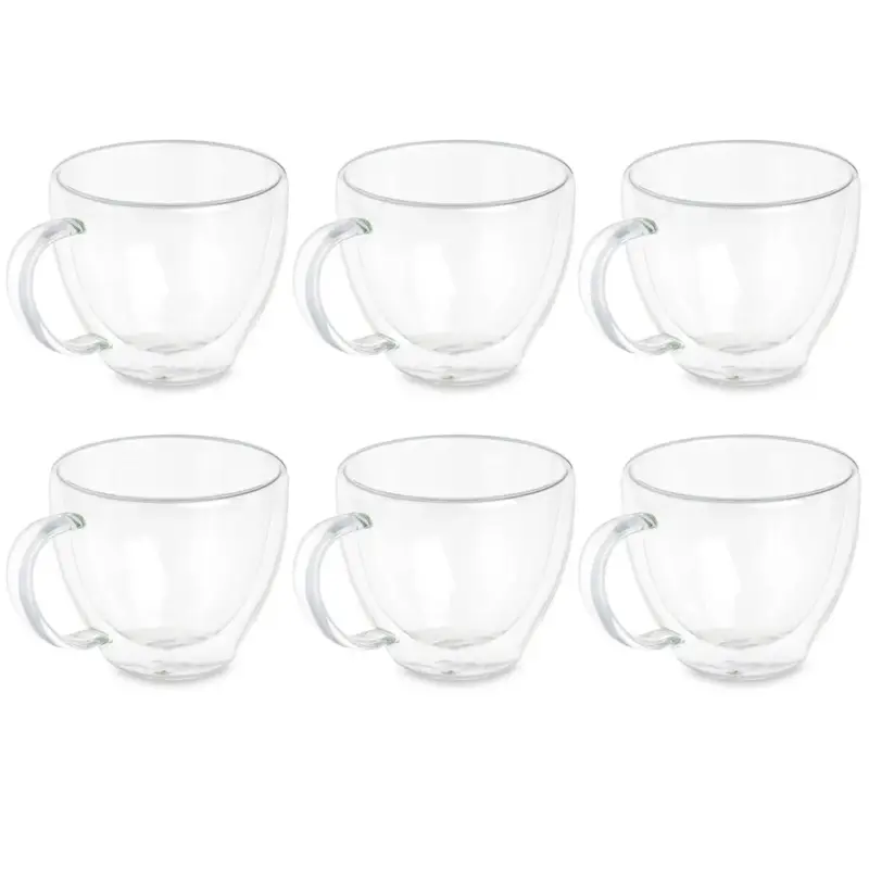 Ostatnia szansa Zestaw szklanek termicznych do kawy lub herbaty, podwójne ścianki, 6 filiżanek, 140 ml