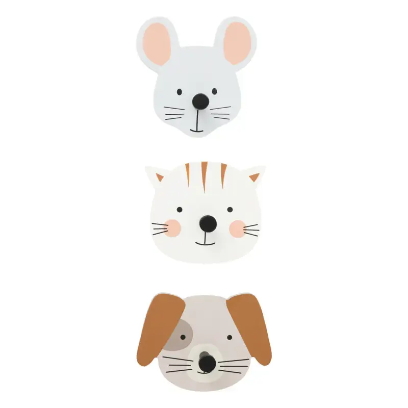 Wieszaki do pokoju dziecięcego ANIMALS, 3 haczyki Nowość