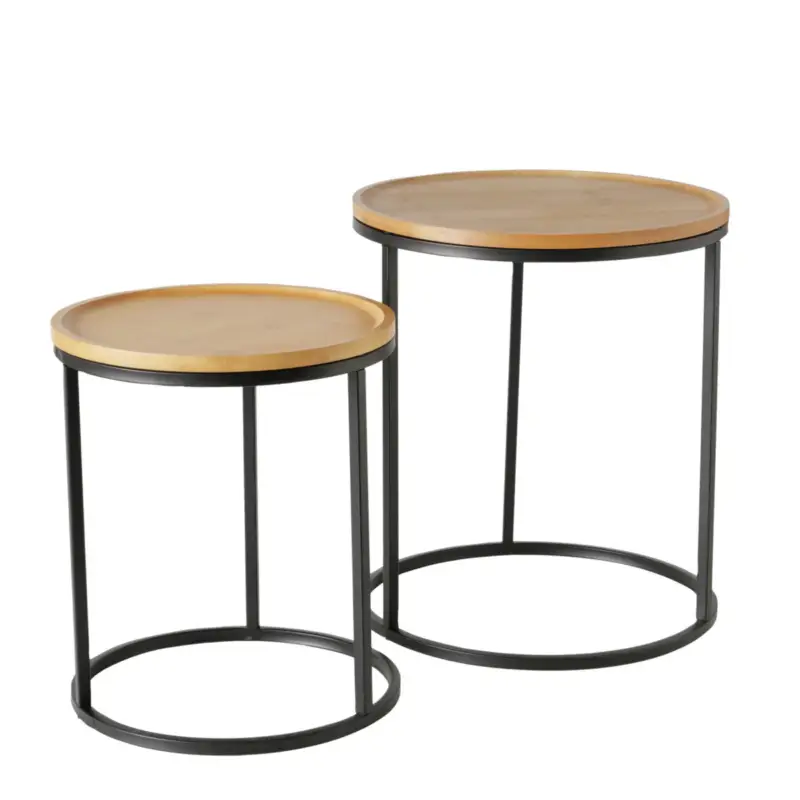 Zestaw stolików pomocniczych z bambusowym blatem BORINO, wys. 38-45 cm Kup teraz