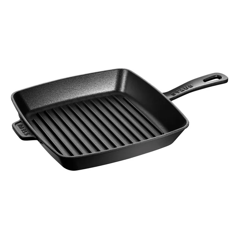 Hit sprzedaży Żeliwna patelnia grillowa czarna 26 x 26 cm
