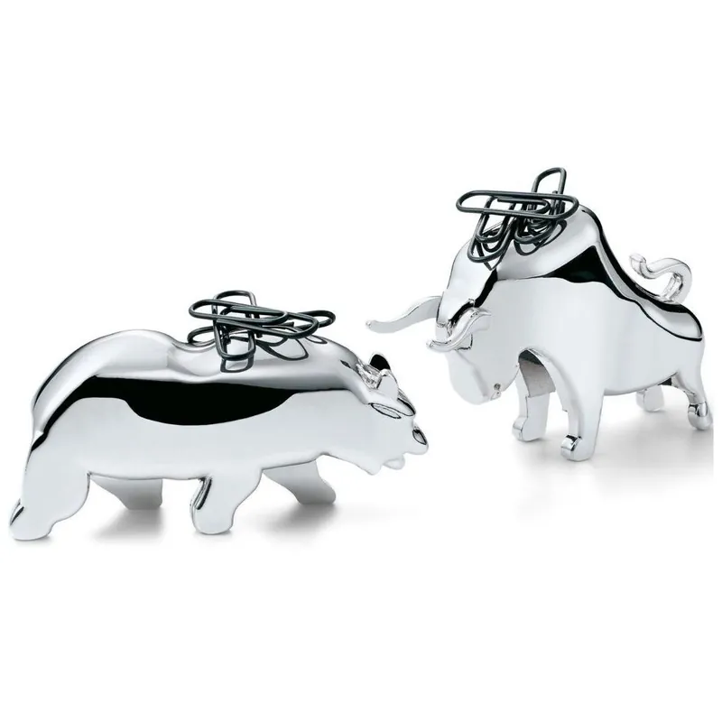 Uchwyt na spinacze do papieru BULL & BEAR, zestaw 2 szt., polerowany nikiel, Philippi Szybka wysyłka