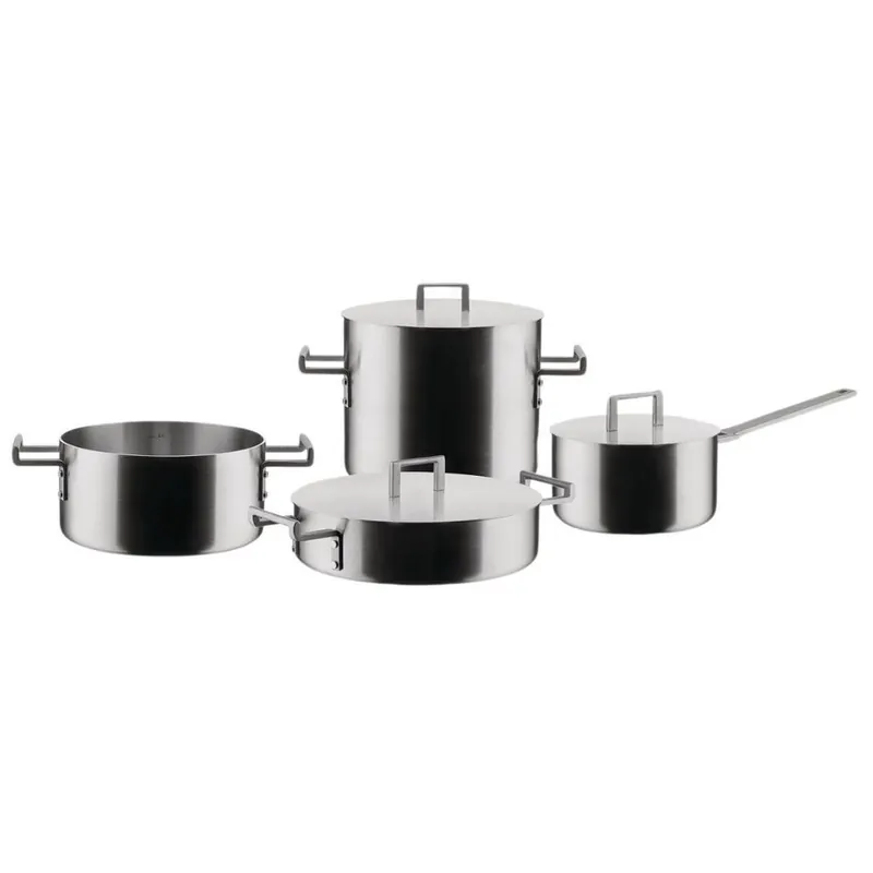 Zestaw patelni i garnków CONVIVIO, 4 elementy z pokrywkami, stal nierdzewna, Alessi Super okazja