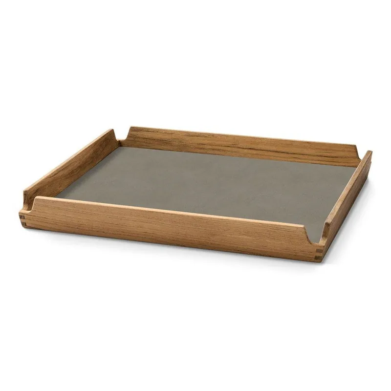 Taca do serwowania AIRY NUPO 30 x 30 cm, len / brązowy, skóra / drewno, LIND DNA Ostatnia szansa