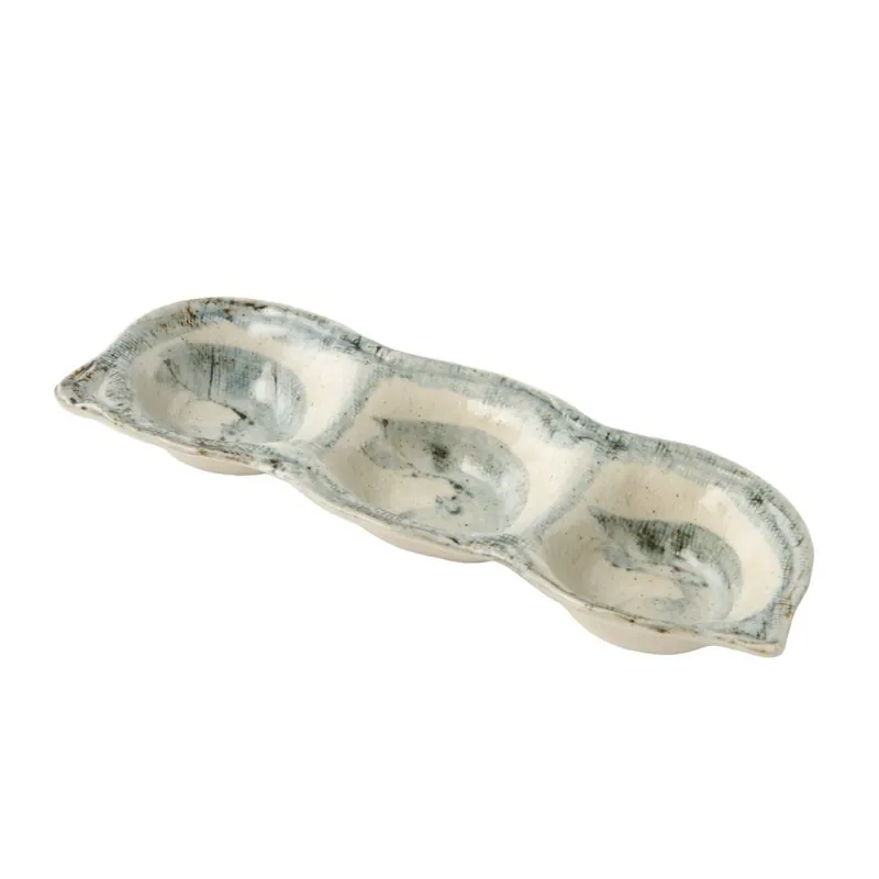 Miseczka na sos TRIPLE POD 3 x 40 ml, niebieski / biały, ceramika, MIJ Tani