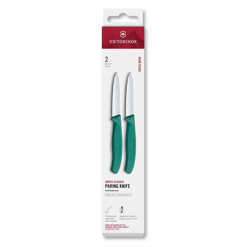 Zestaw noży SWISS CLASSIC 8 cm, zestaw 2 szt., zielony, plastikowy, Victorinox Super okazja