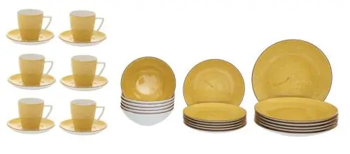 Oferta limitowana LUBIANA KOLORY ZIEMI serwis obiadowo-kawowy 6 osób / 30 elementów żółty