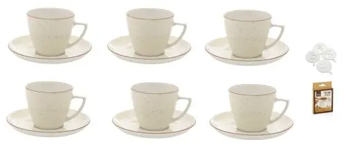 LUBIANA FILIŻANKA ZE SPODKIEM ZESTAW 6 FILIŻANEK DO KAWY 350 ML / 17,5 CM Dostępne od ręki