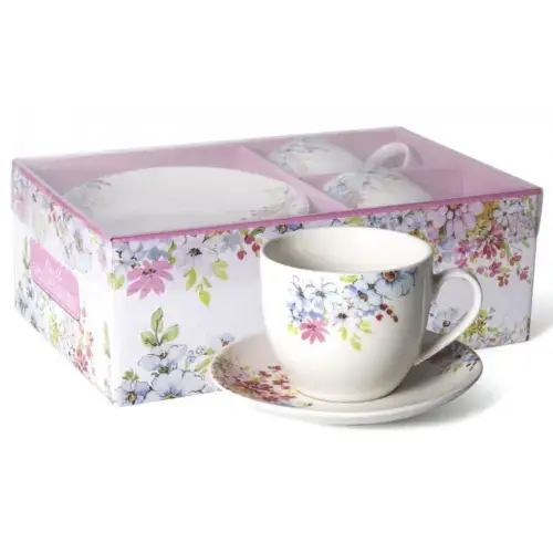 Oferta czasowa Komplet 2 filiżanek (250 ml)ze spodkiem KOLOROWE KWIATY
