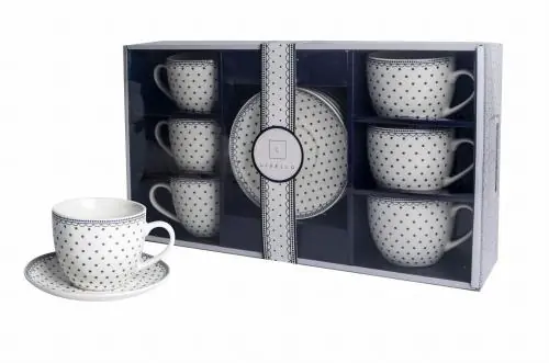 6 x Filiżanka Ze Spodkiem Do Kawy 250 ml Serwis Kawowy Porcelana Livello Hit cenowy