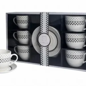 6 x Filiżanka Ze Spodkiem Do Kawy 250 ml Serwis Kawowy Porcelana Livello Darmowy zwrot