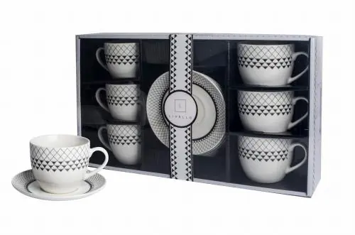 6 x Filiżanka Ze Spodkiem Do Kawy 250 ml Serwis Kawowy Porcelana Livello Darmowy zwrot
