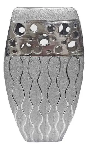 Nowy LIVELLO Wazon Na Kwiaty Ceramiczny Dekoracyjny Nowoczesny 24,5 cm SREBRNY