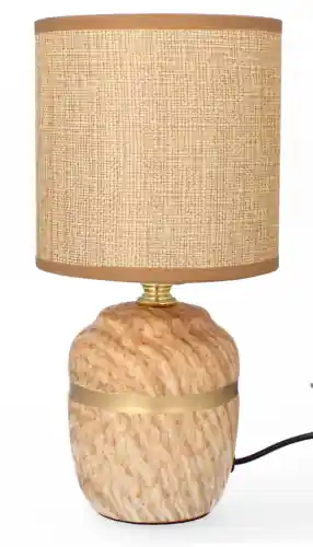 LAMPA CERAMICZNA LIVELLO 26,5CM BRĄZOWA LAMPKA NOCNA Z KABLEM ABAŻUR Szybka dostawa