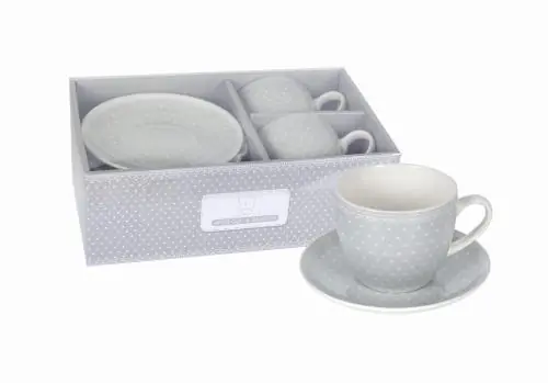 2 x Filiżanka Ze Spodkiem Do Kawy 250 ml Zestaw Kawowy Porcelana Livello Łatwy zwrot