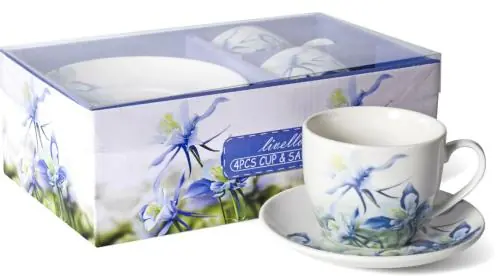 Premium 2 x Filiżanka Ze Spodkiem Do Kawy 250 ml Zestaw Kawowy Porcelana Livello