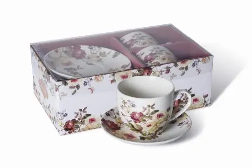 2 x Filiżanka Ze Spodkiem Do Kawy 250 ml Zestaw Kawowy Porcelana Livello Ostatnia szansa