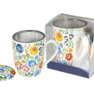 Kubek do kawy herbaty porcelanowy Livello zaparzacz 350 ml folklor łowicki Oferta