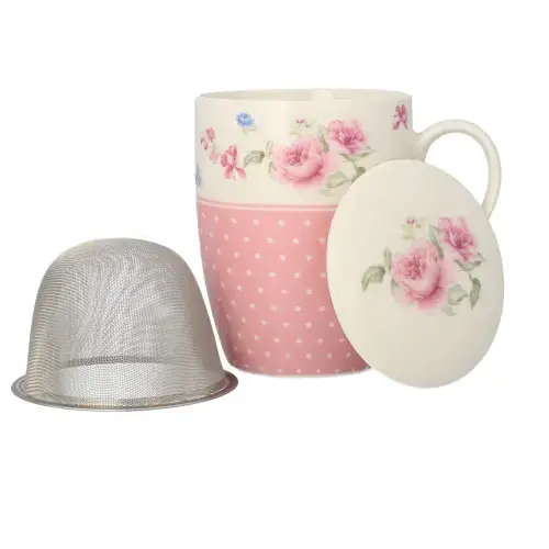 LIVELLO Kubek Do Kawy Herbaty Porcelanowy Z Metalowym Zaparzaczem 350 ml Hit sprzedaży
