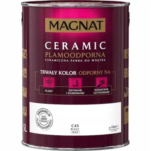 Premium Farba ceramiczna plamoodporna Magnat Ceramic C45 5L biała
