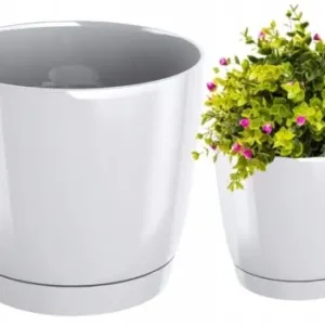 Oferta czasowa Doniczka z podstawką okrągła biała 18x16,5cm Coubi