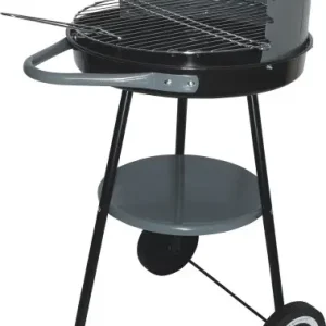 Grill ogrodowy okrągły węglowy z półką kółkami Zniżka
