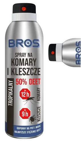 Spray na komary meszki i kleszcze BROS 50% DEET 180ml Zamów dziś