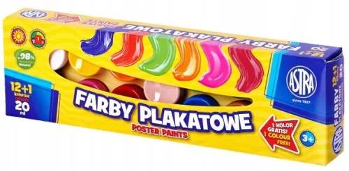 Bezpieczna płatność Farby plakatowe szkolne 13 kolorów 20 ml