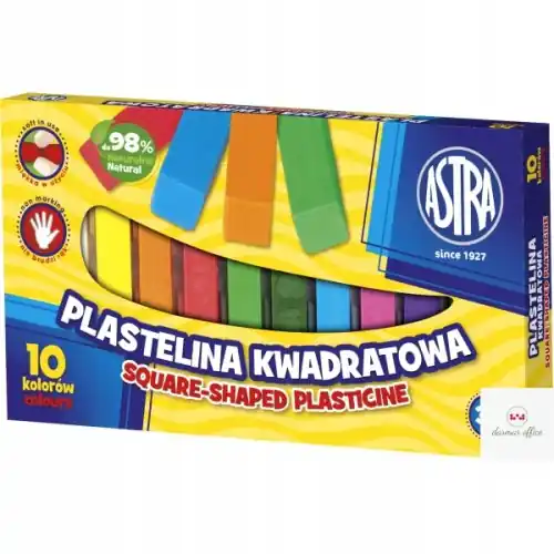 Plastelina kwadratowa 10 kolorów do szkoły Bestseller