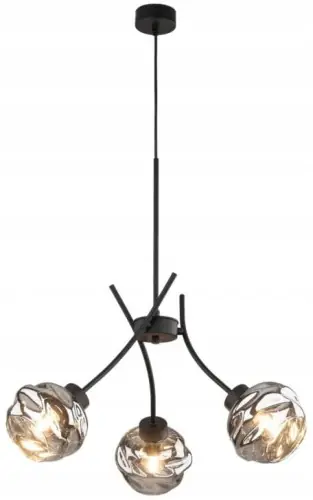 Bestseller Lampa sufitowa wisząca 130cm Czarna z 3 szklanymi kloszami ZULIA