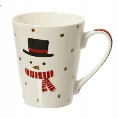 Świąteczny kubek porcelanowy na ciepłe napoje 305ml Biały we wzory Oferta